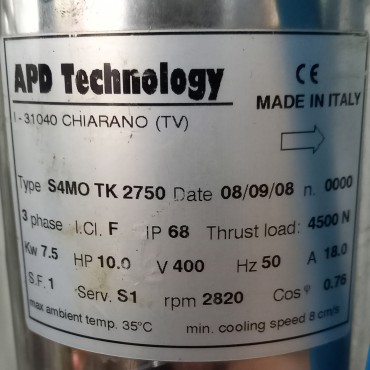 Μοτέρ για αντλία γεωτρήσεων APD S4MO TK 2750 (Μεταχειρισμένο)